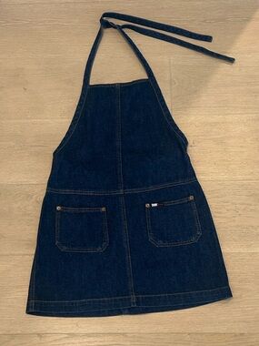 DKNY Vintage Dark Indigo Denim Apron Dress